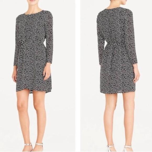 NWT $98 J. Crew Size 0 Black & White Heart Print tulip Hem Keyhole Back Dress - Picture 1 of 13